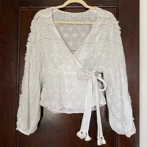 ZARA embroidered wrap top